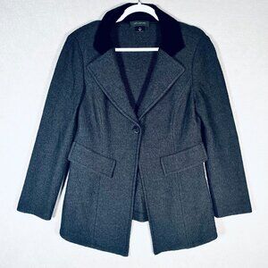 St John Jacket Womens 10 Gray Santana Knit Single Breasted Blazer Quiet Luxury